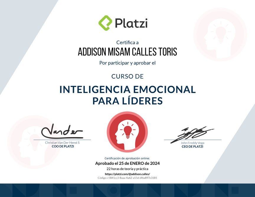Diploma del Curso de Inteligencia Emocional para Líderes