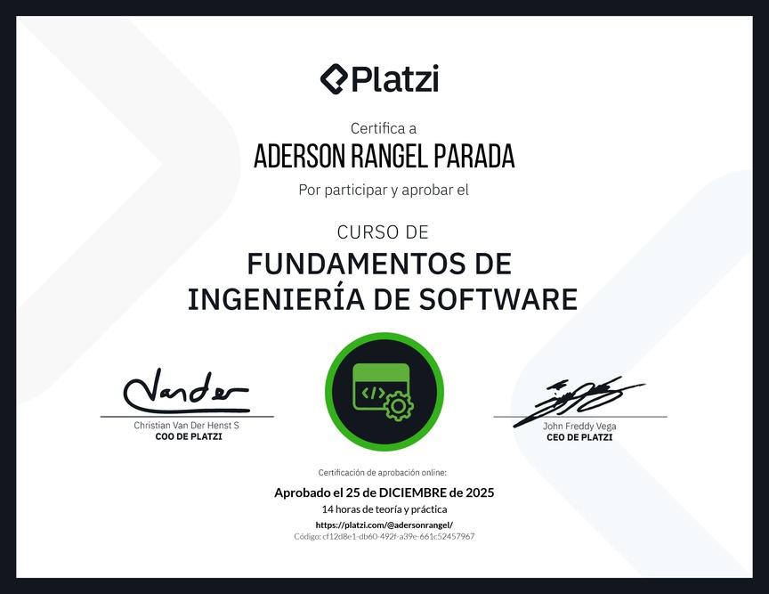 Diploma del Curso de Fundamentos de Ingeniería de Software