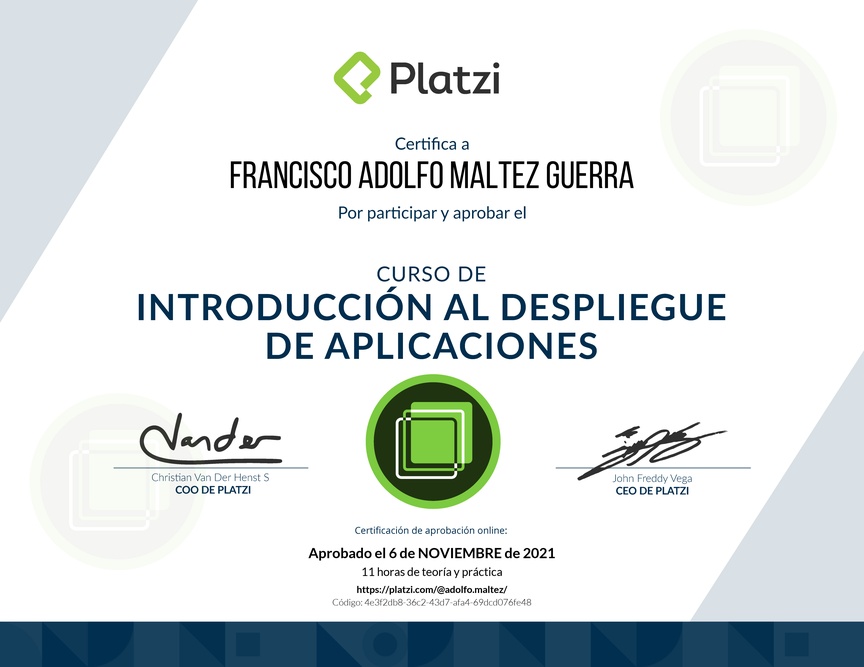 Diploma del Curso de Introducción al Despliegue de Aplicaciones