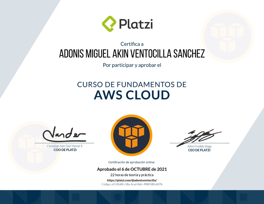 Diploma del Curso Práctico de AWS Cloud