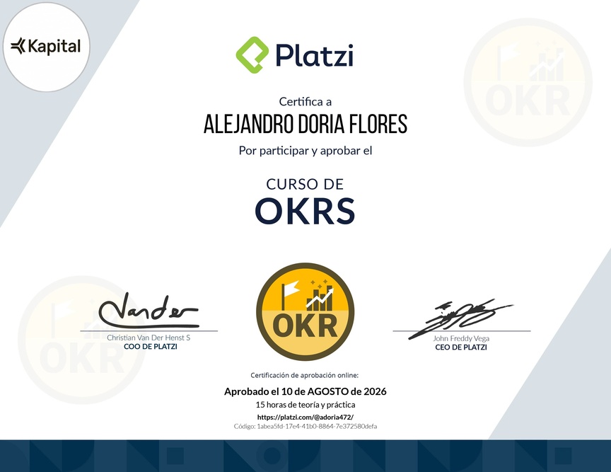 Diploma del Curso de OKRs: Herramienta Clave para Managers