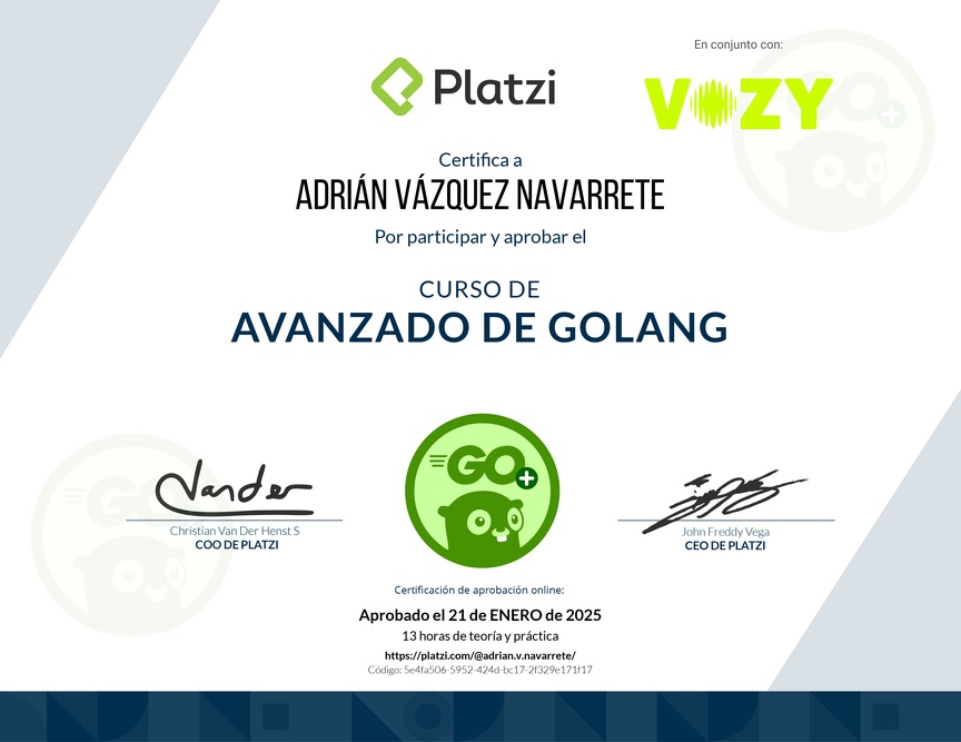 Diploma del Curso de Go Avanzado: Concurrencia y Patrones de Diseño