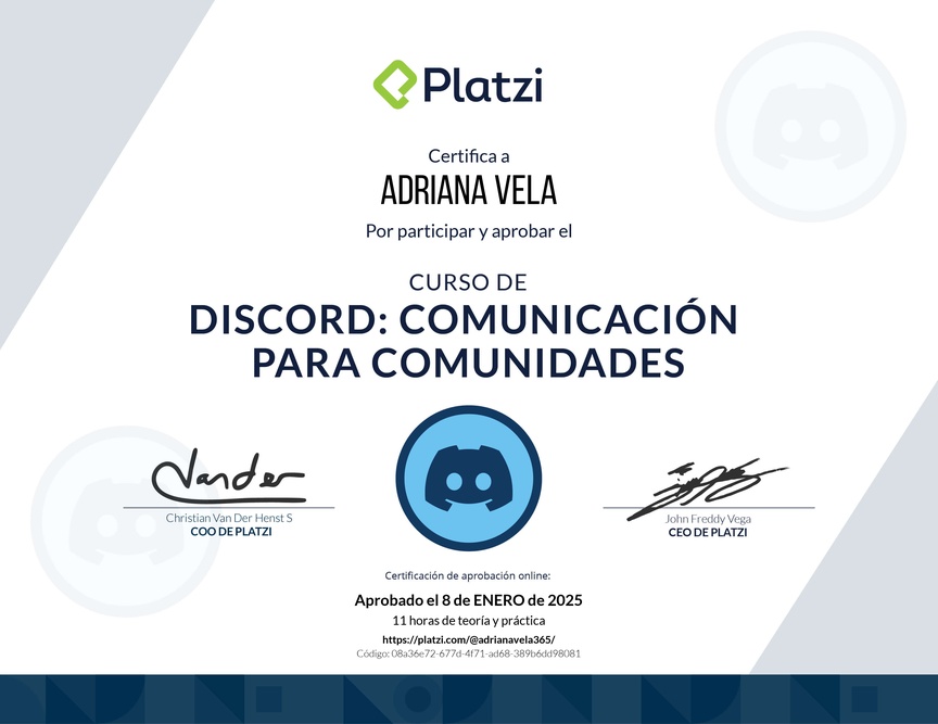 Diploma del Curso de Discord: Comunicación para Comunidades
