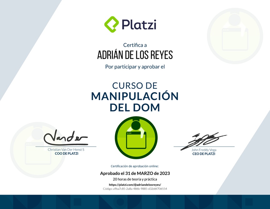 Diploma del Curso de Manipulación del DOM