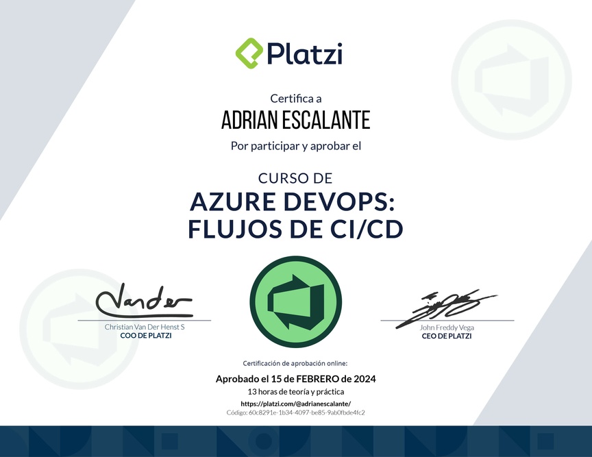 Diploma del Curso de Azure DevOps: Flujos de CI/CD