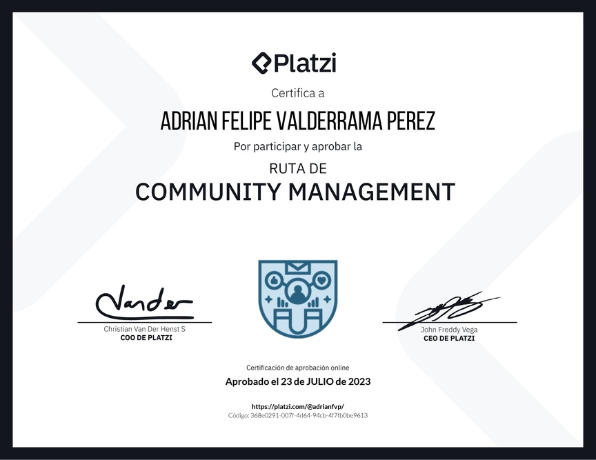 Diploma de la Ruta de Aprendizaje de Community Management