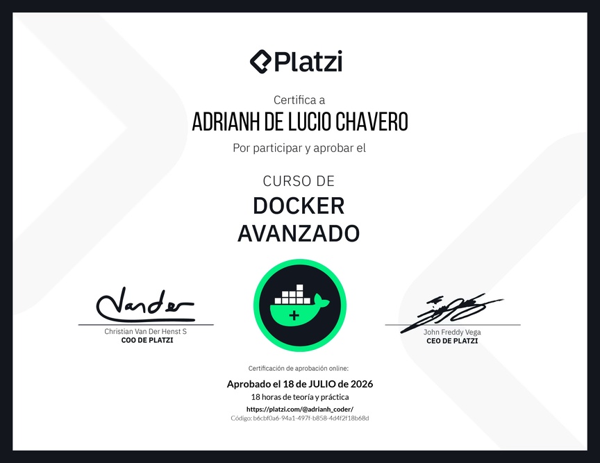 Diploma del Curso de Docker Avanzado