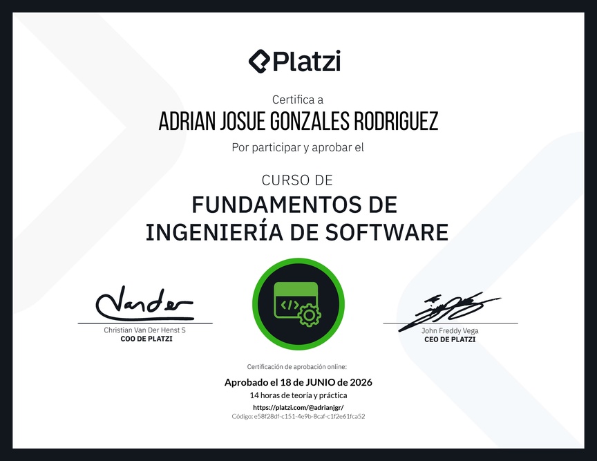 Diploma del Curso de Fundamentos de Ingeniería de Software