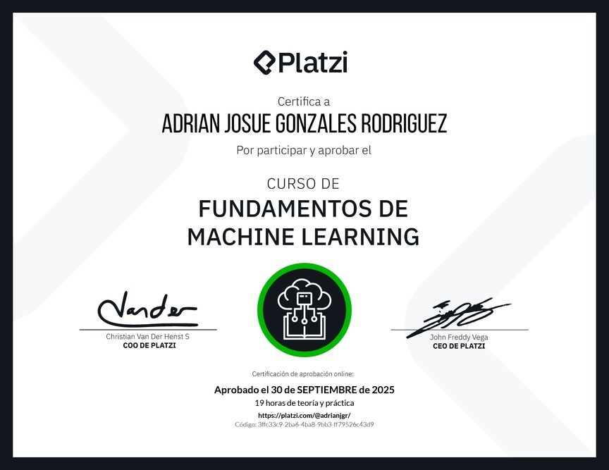 Diploma del Curso de Fundamentos de Machine Learning