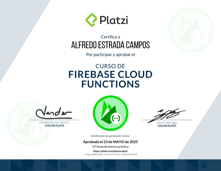 Diploma del Curso de Firebase 5: Cloud Functions