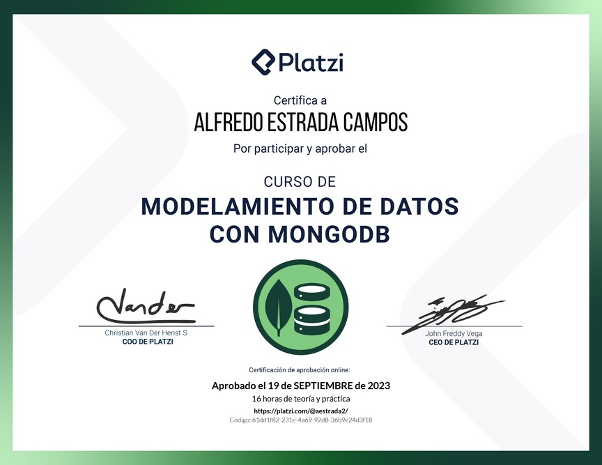 Diploma del Curso de Modelado de Datos en MongoDB