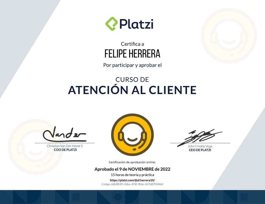 Diploma del Curso de Atención al Cliente
