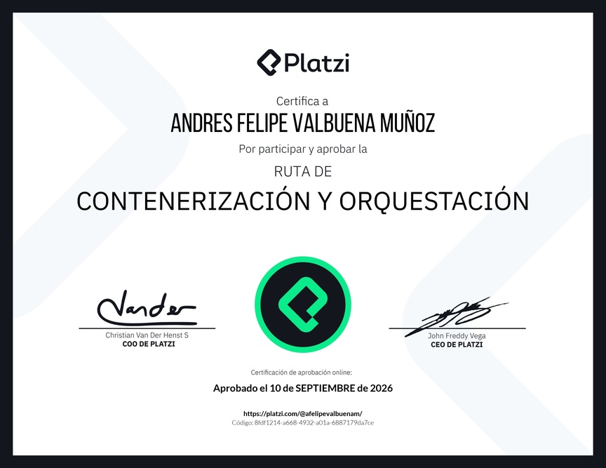 Diploma de la Ruta de Aprendizaje de Contenerización y Orquestación