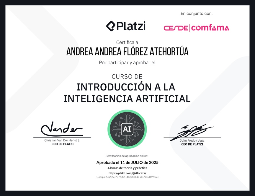 Diploma del Curso Gratis de Introducción a la Inteligencia Artificial