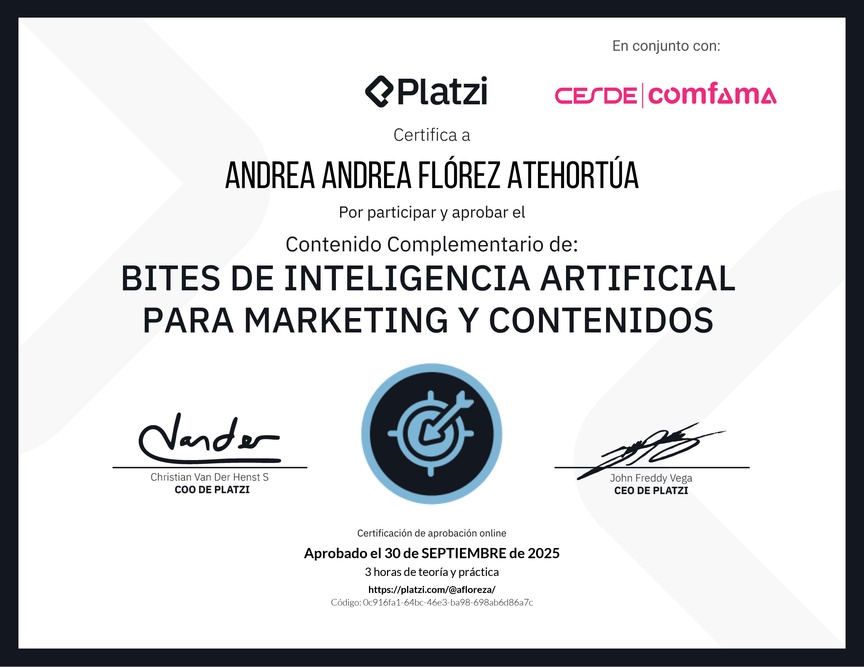 Diploma de Bites de Inteligencia Artificial para Marketing y Contenidos