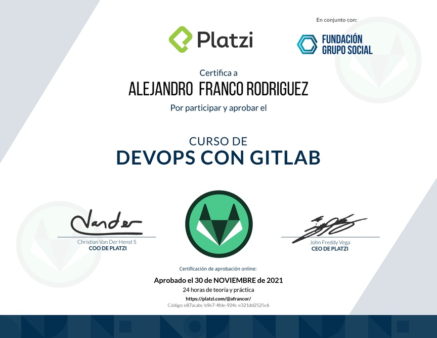 Diploma del Curso de DevOps con GitLab