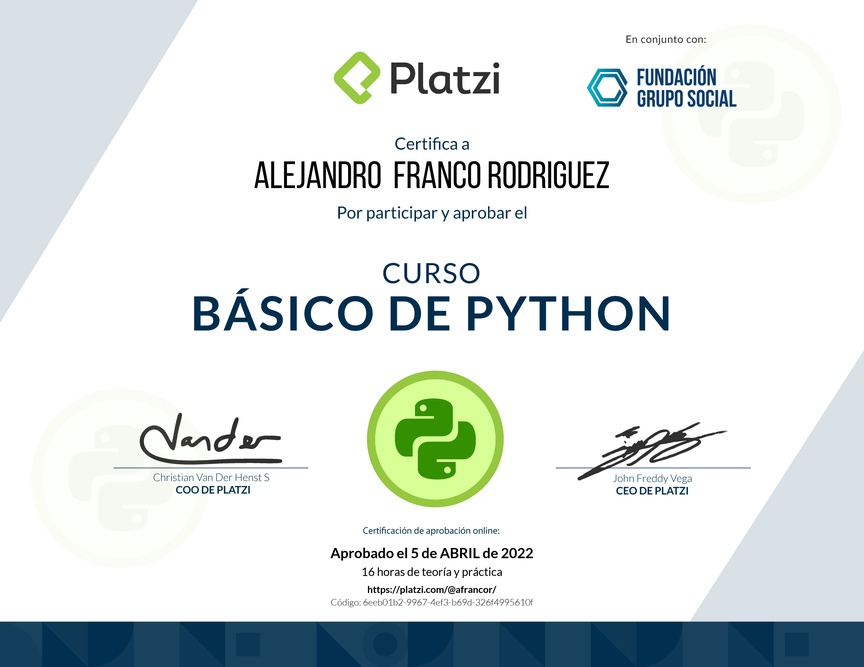 Diploma del Curso Básico de Python