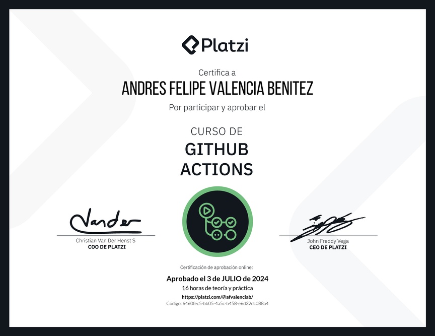 Diploma del Curso de GitHub Actions
