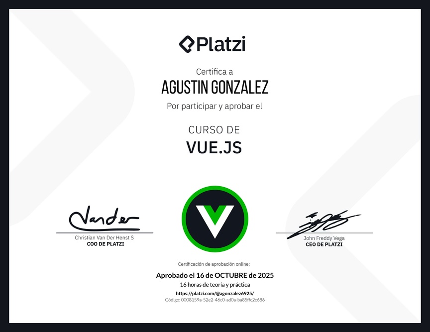 Diploma del Curso de Vue.js