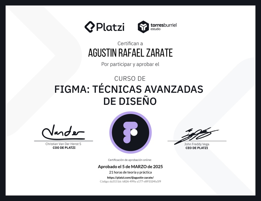 Diploma del Curso de Figma: Técnicas Avanzadas de Diseño