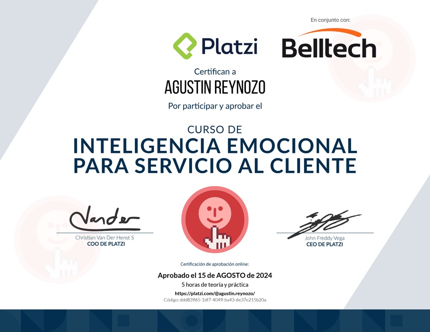 Diploma del Curso de Inteligencia Emocional para Servicio al Cliente