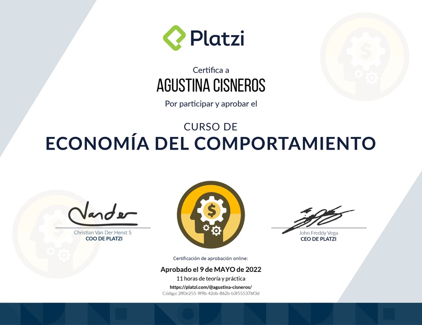 Diploma del Curso de Economía del Comportamiento