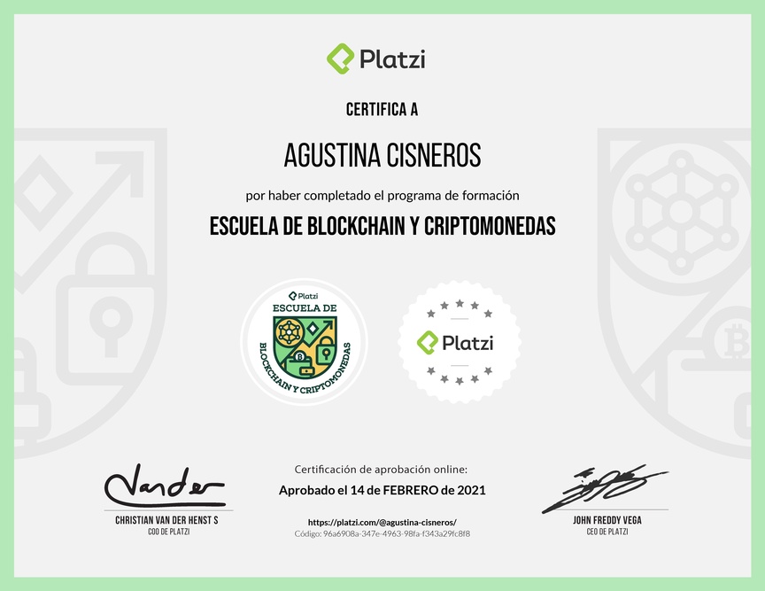 Diploma de la Ruta de Aprendizaje de Blockchain y Criptomonedas