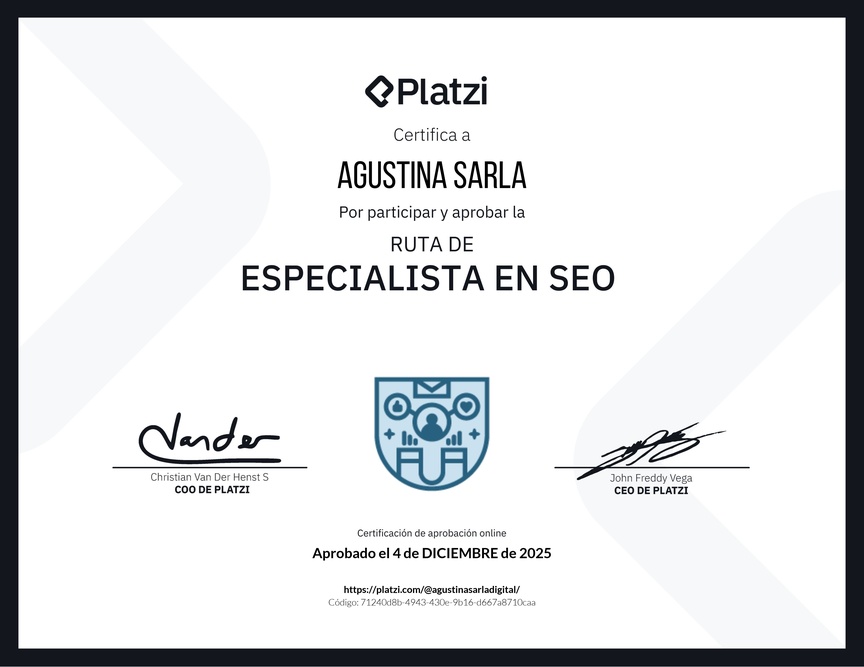 Diploma de la Ruta de Aprendizaje de Especialista en SEO