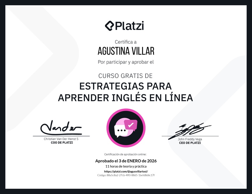 Diploma del Curso Gratis de Estrategias para Aprender Inglés en Línea