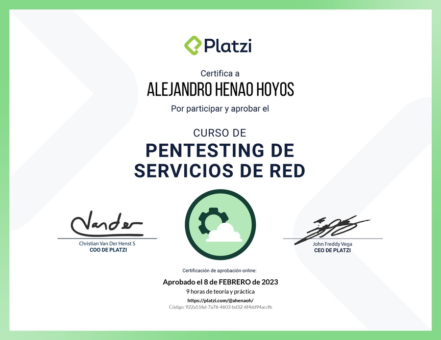 Diploma del Curso de Hacking: Servicios de Red