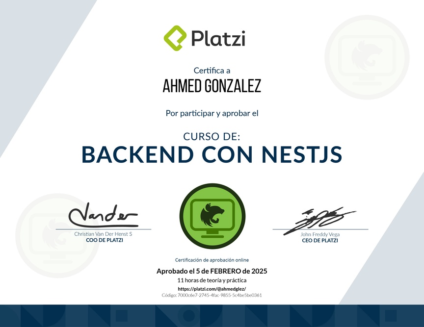 Diploma del Curso de Backend con NestJS