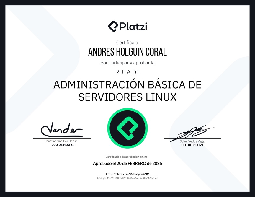 Diploma de la Ruta de Aprendizaje de Administración Básica de Servidores Linux