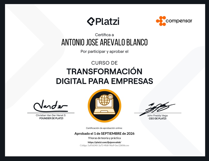 Diploma del Curso de Transformación Digital para Empresas