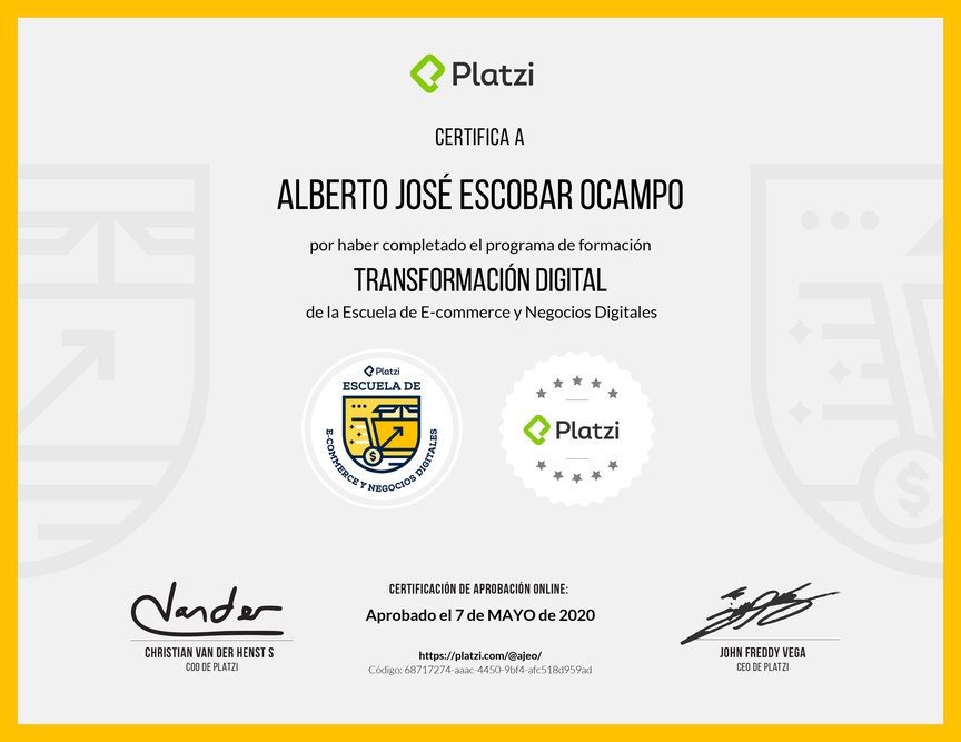 Diploma de la Ruta de Aprendizaje de Transformación Digital