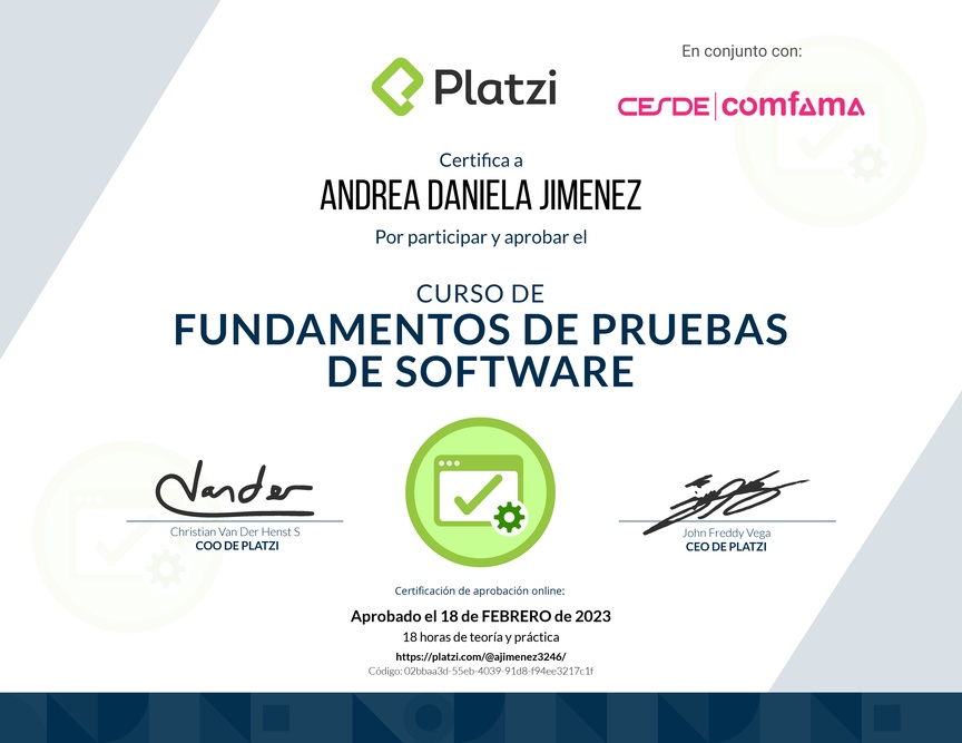 Diploma del Curso de Fundamentos de Pruebas de Software