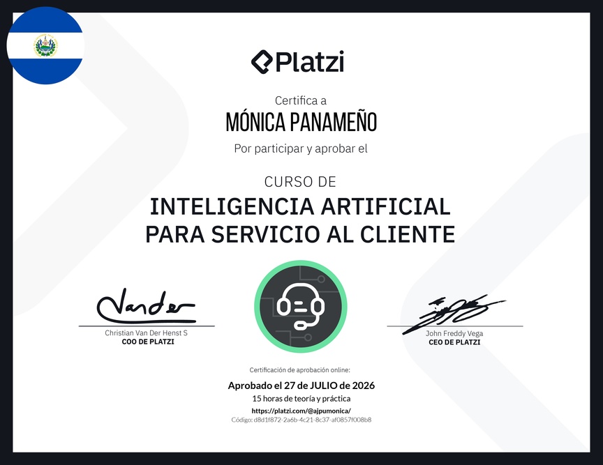 Diploma del Curso de Inteligencia Artificial para Servicio al Cliente