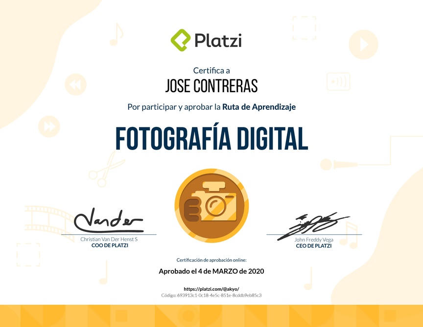 Diploma de la Ruta de Aprendizaje de Fotografía Digital