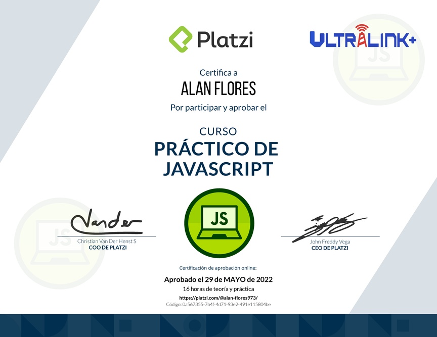Diploma del Curso Práctico de JavaScript