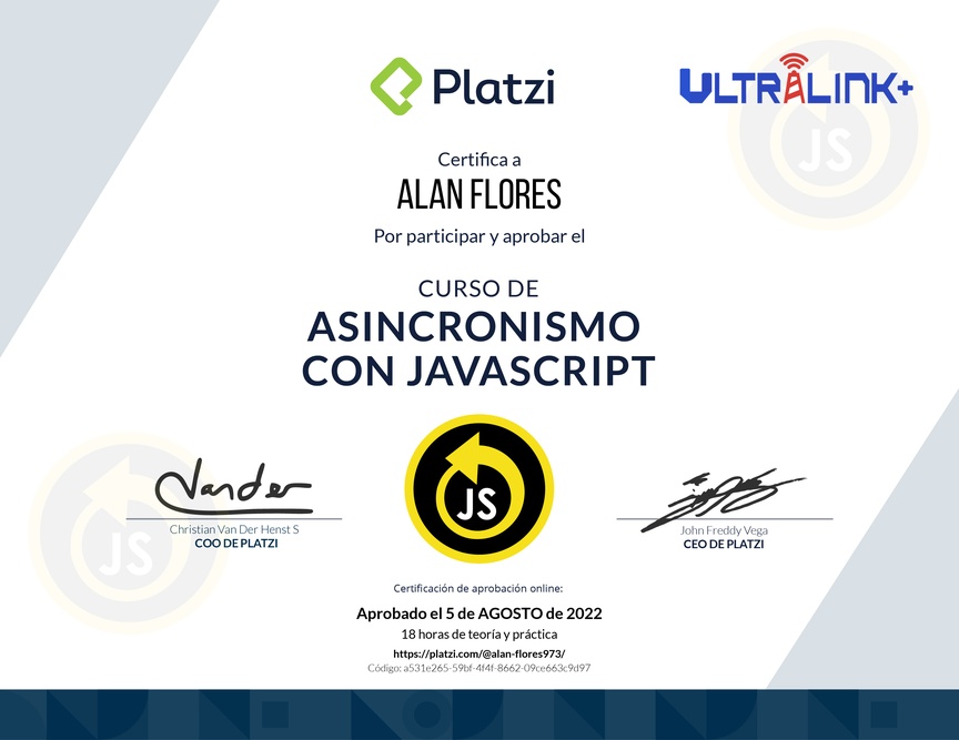 Diploma del Curso de Asincronismo con JavaScript 2022