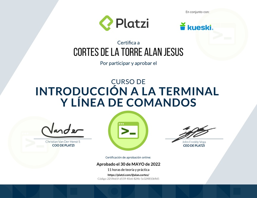 Diploma del Curso de Introducción a la Terminal y Línea de Comandos