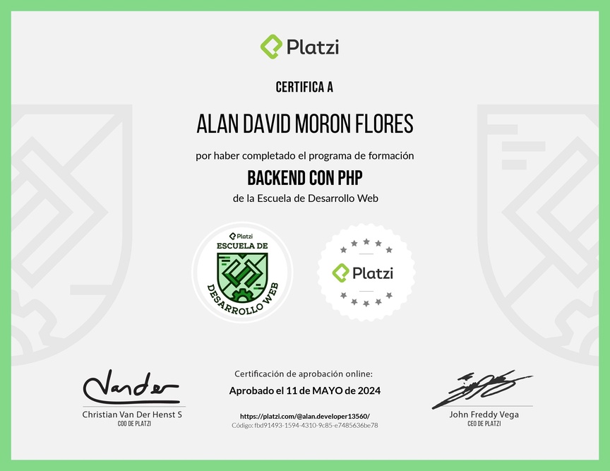 Diploma de la Ruta de Aprendizaje de Backend con PHP