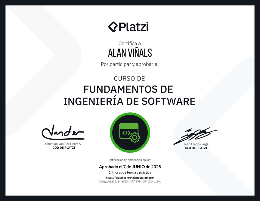 Diploma del Curso de Fundamentos de Ingeniería de Software