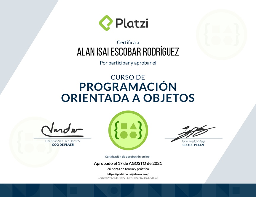 Diploma del Curso de Programación Orientada a Objetos: POO