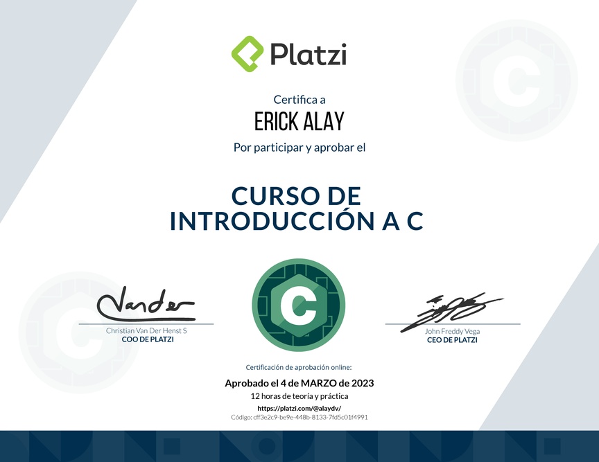 Diploma del Curso de Introducción a C