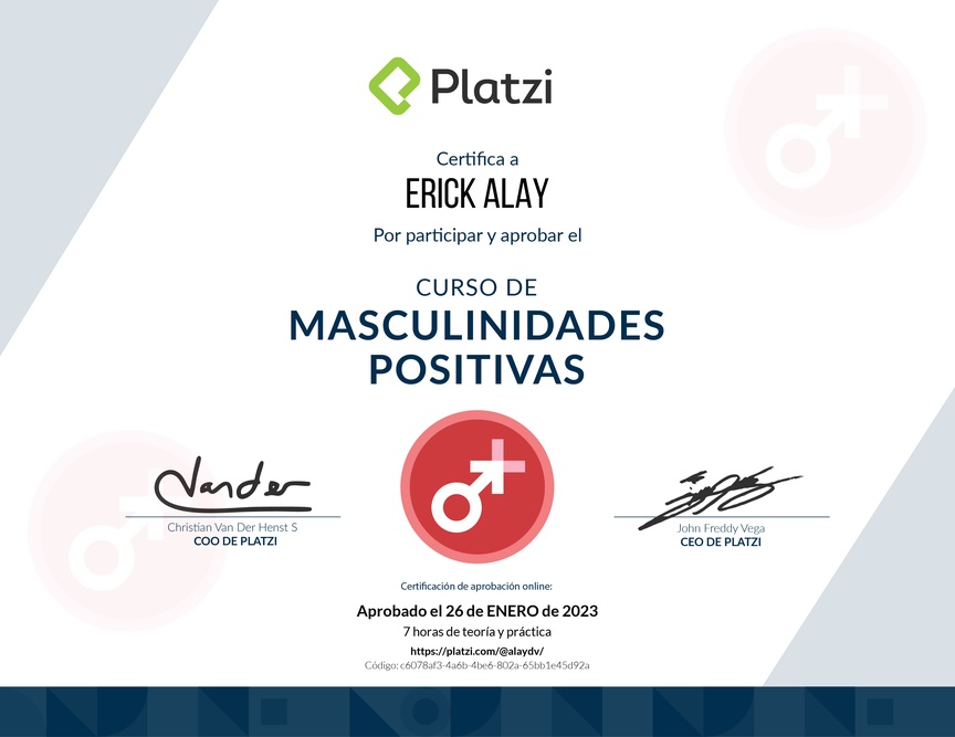 Diploma del Curso de Masculinidades Positivas