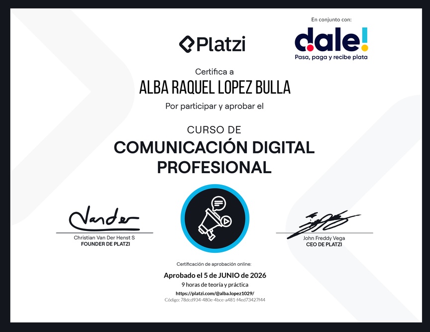 Diploma del Curso de Comunicación Digital Profesional