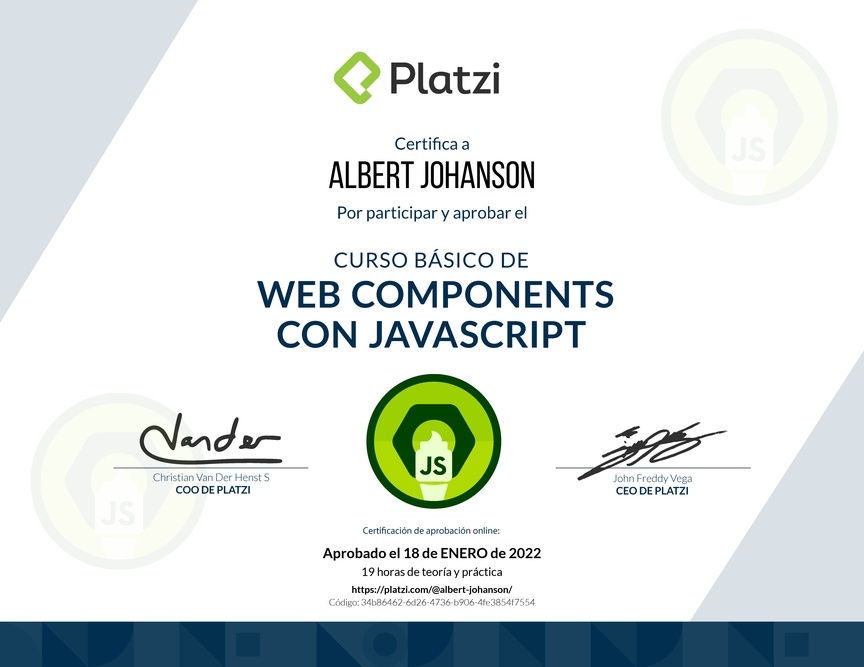 Diploma del Curso de JavaScript: Web Components