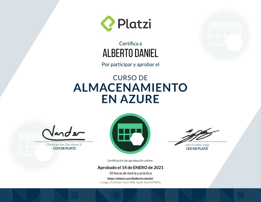 Diploma del Curso de Almacenamiento en Azure