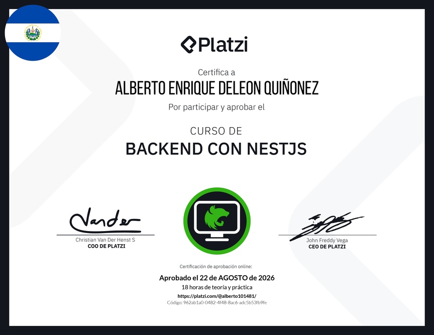 Diploma del Curso de Backend con NestJS