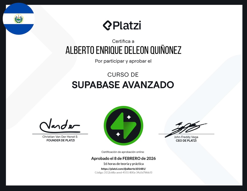 Diploma del Curso de Supabase Avanzado